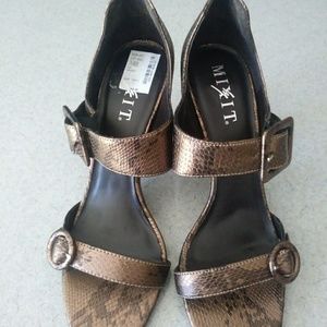 MIX IT PIA Bronze snake skin 3 inches high heel